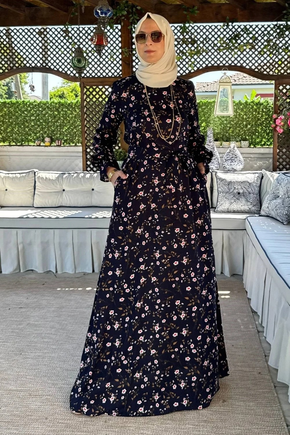 Rabia Şamlı Bihter Lacivert Elbise görsel 3