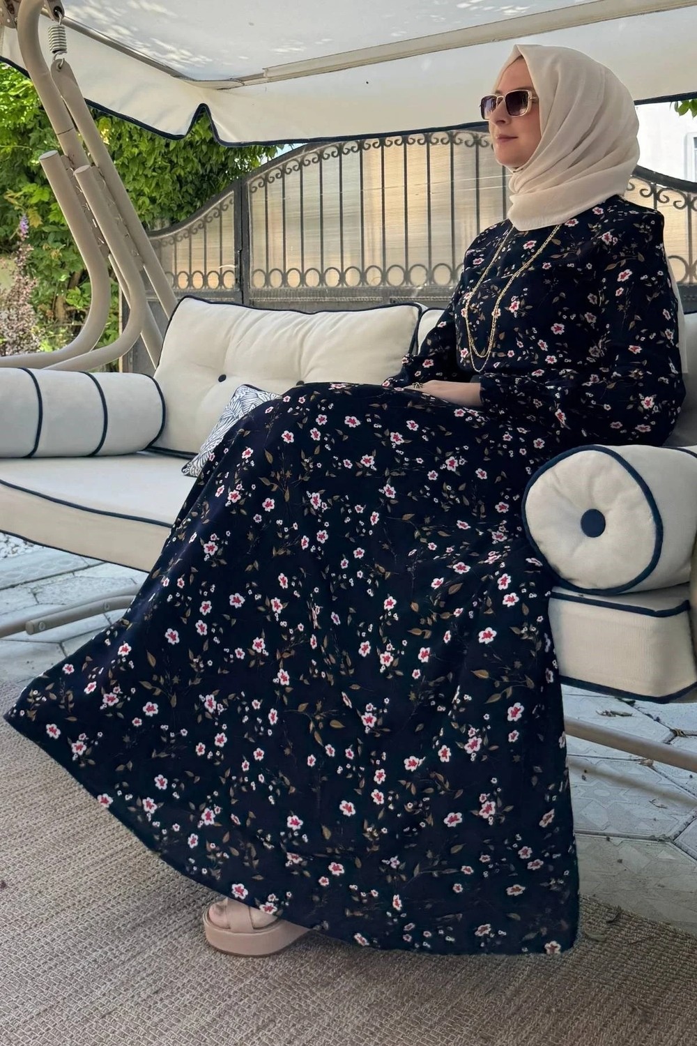 Rabia Şamlı Bihter Lacivert Elbise görsel 4