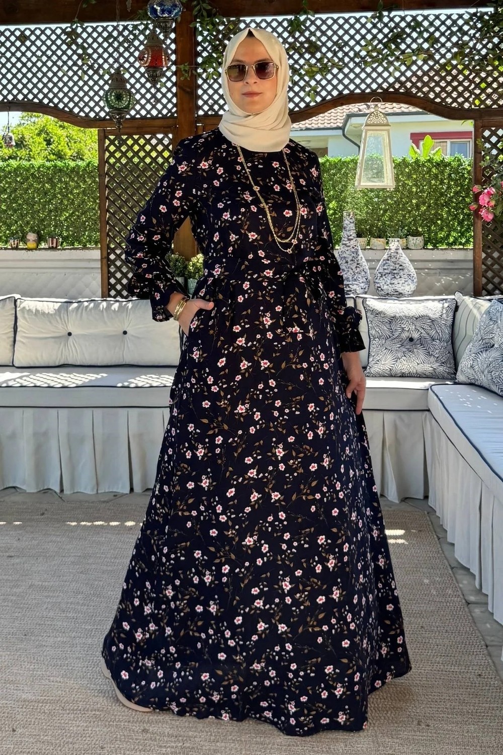 Rabia Şamlı Bihter Lacivert Elbise görsel 5