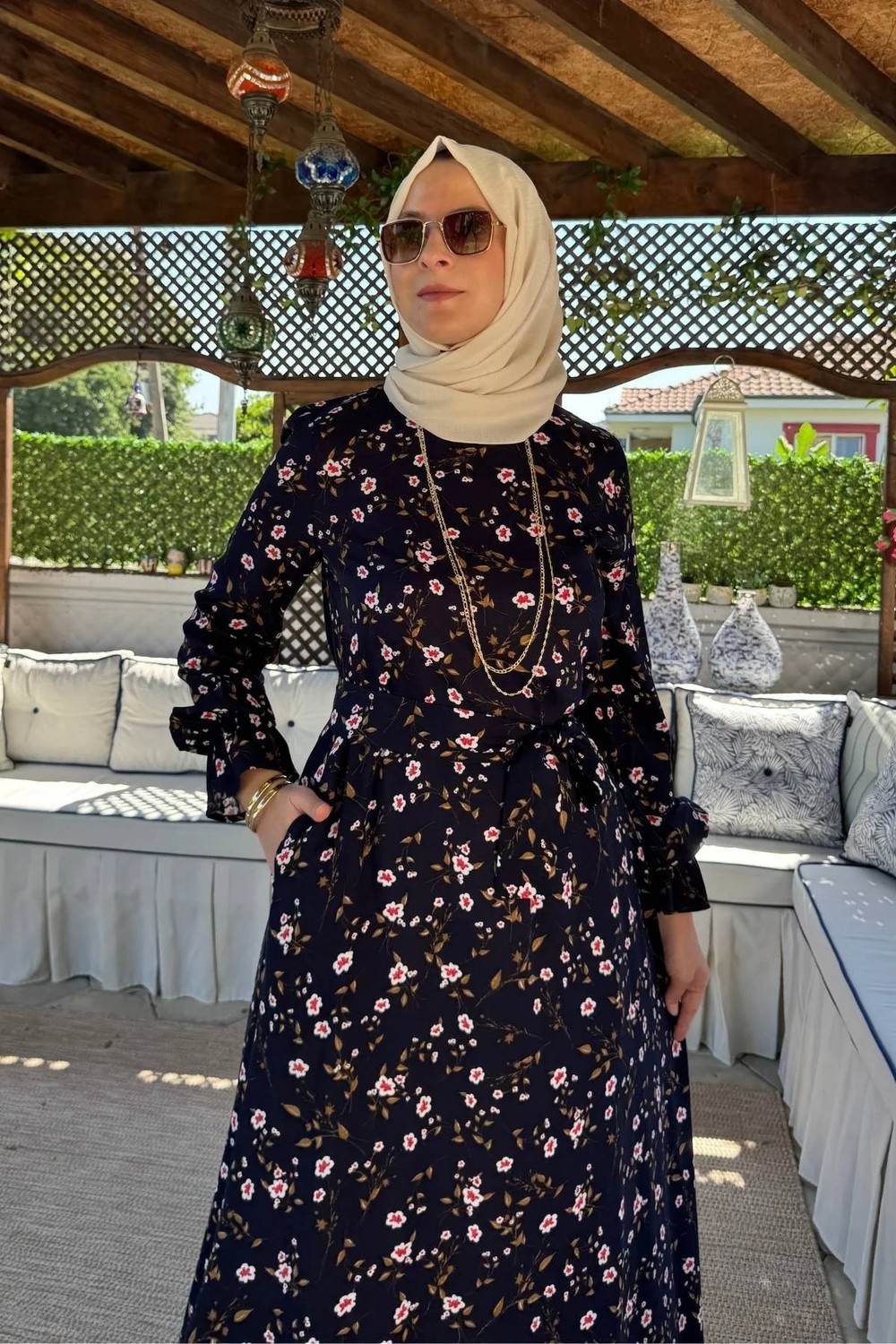 Rabia Şamlı Bihter Lacivert Elbise görsel 6
