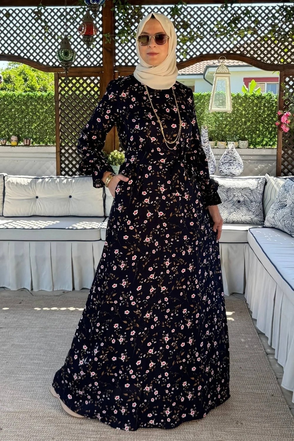 Rabia Şamlı Bihter Lacivert Elbise görsel 7