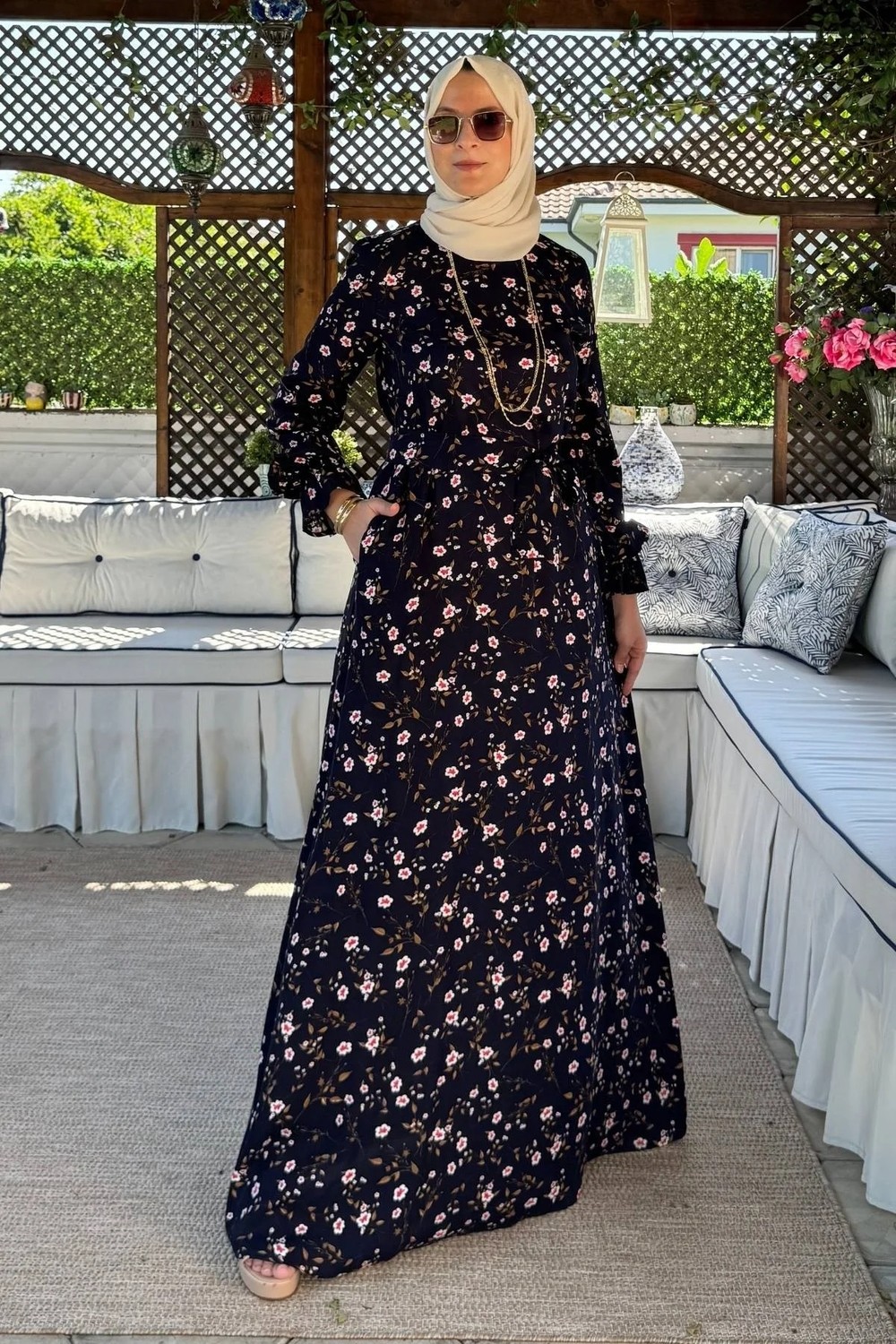 Rabia Şamlı Bihter Lacivert Elbise görsel 8