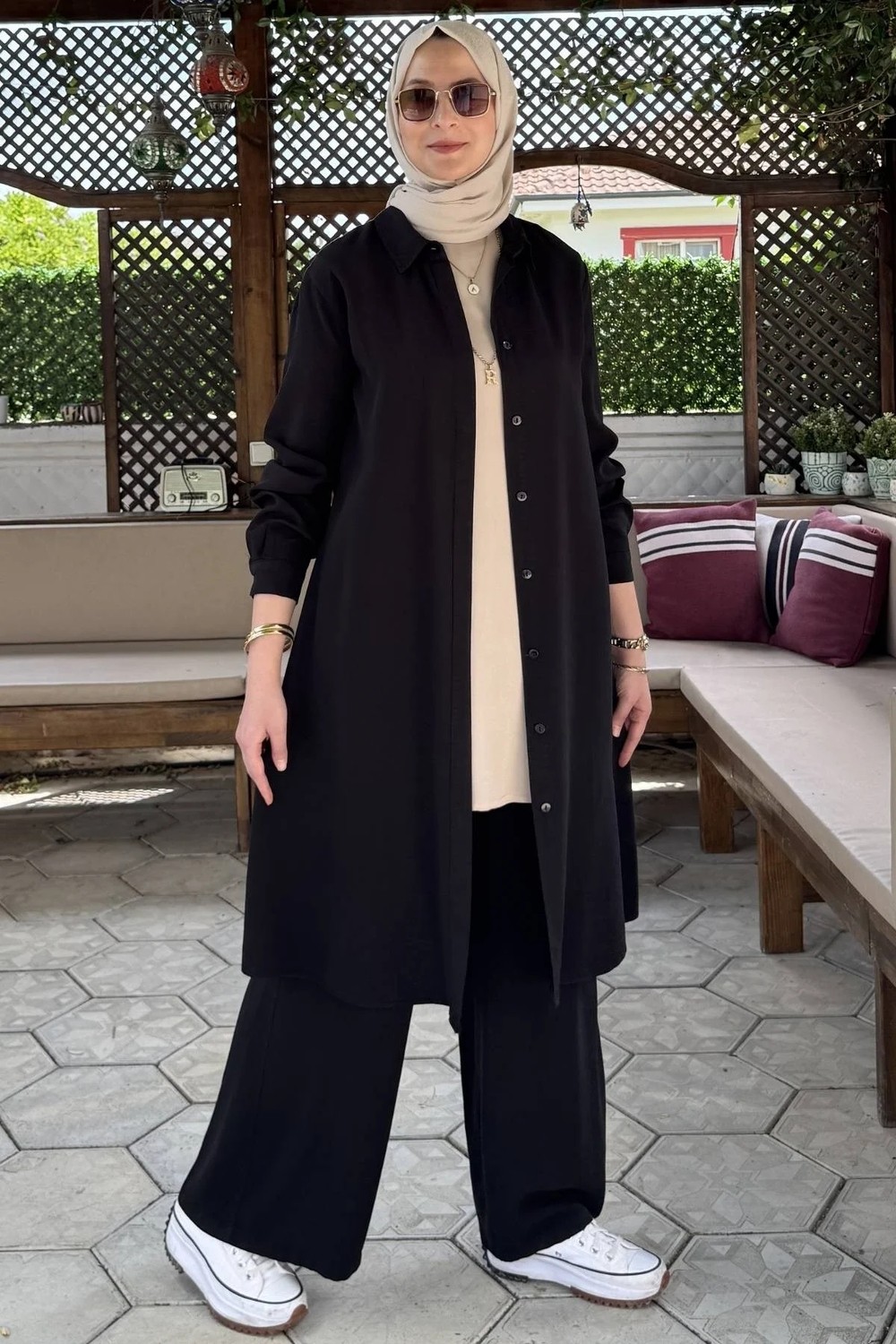 Rabia Şamlı İnci Pantolonlu Takım Siyah görsel 5