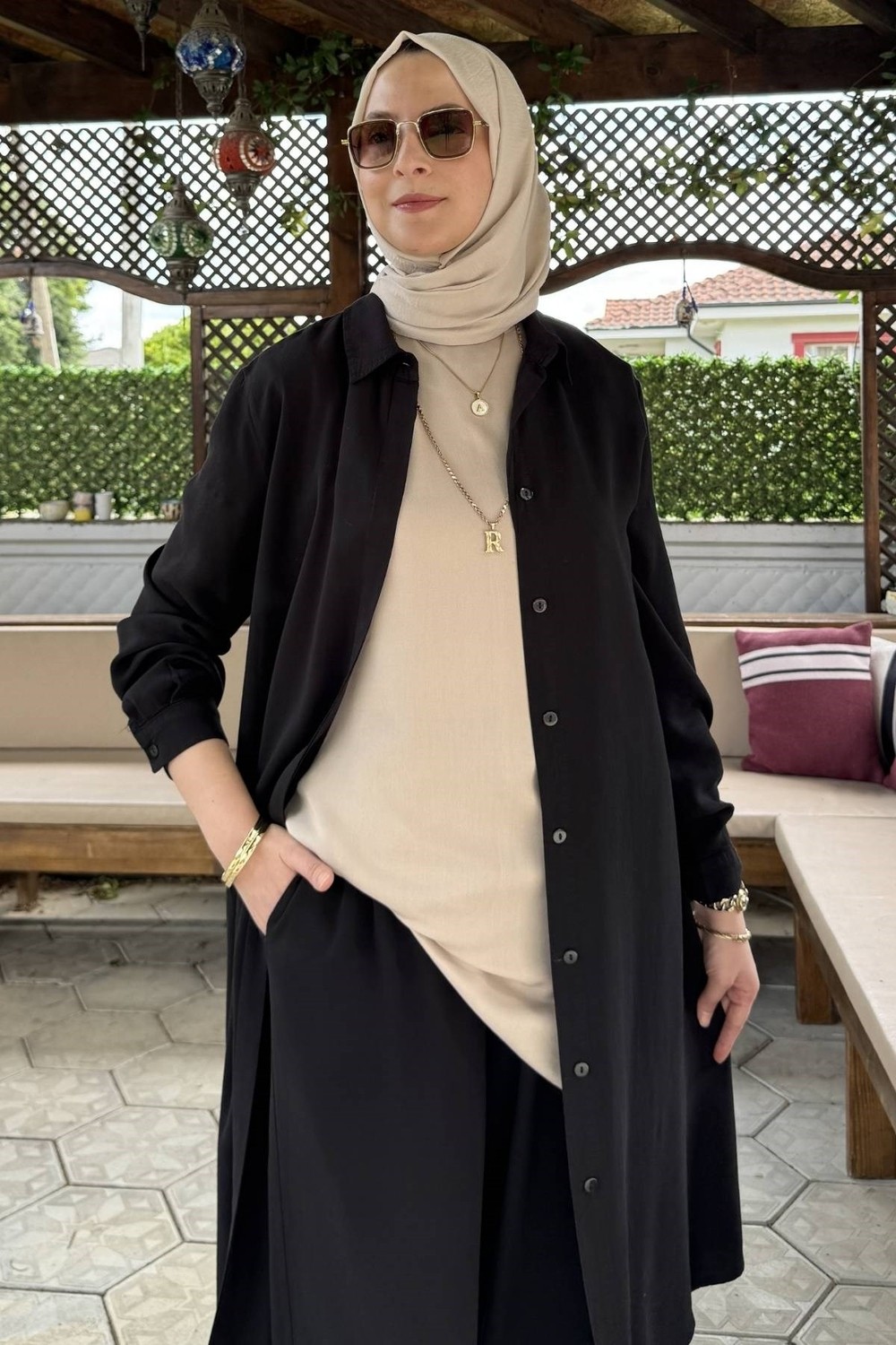 Rabia Şamlı İnci Pantolonlu Takım Siyah görsel 6