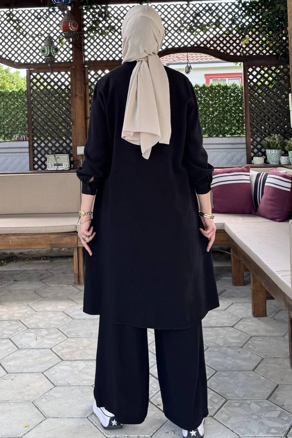 Rabia Şamlı İnci Pantolonlu Takım Siyah görsel 7