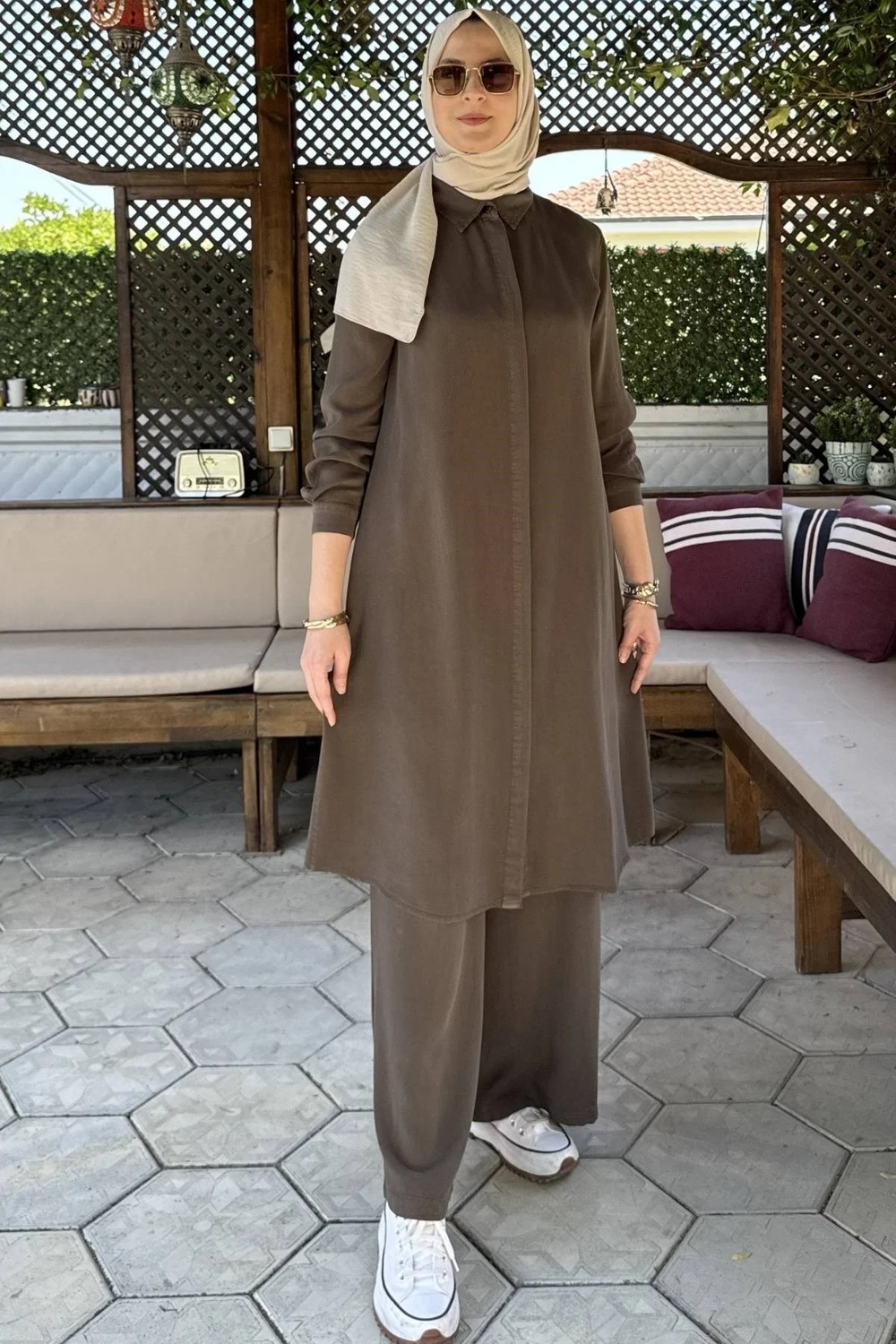 Rabia Şamlı Inci Pantolonlu Takım Haki