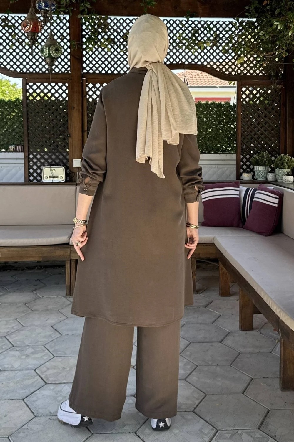 Rabia Şamlı Inci Pantolonlu Takım Haki görsel 7