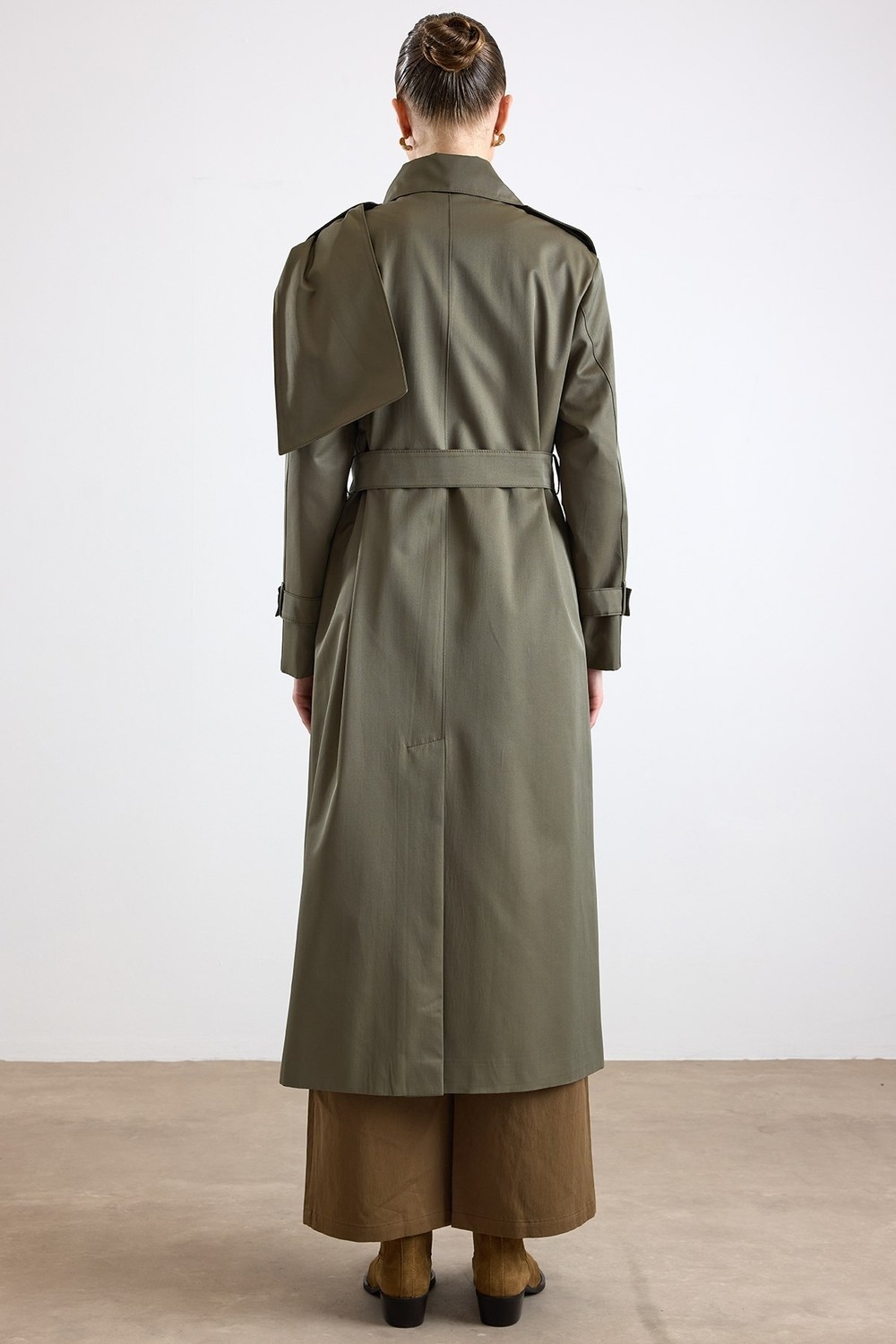 Olcay Çıkabilir Atkılı Su Itici Özellikli Trençkot Haki 6887 görsel 7