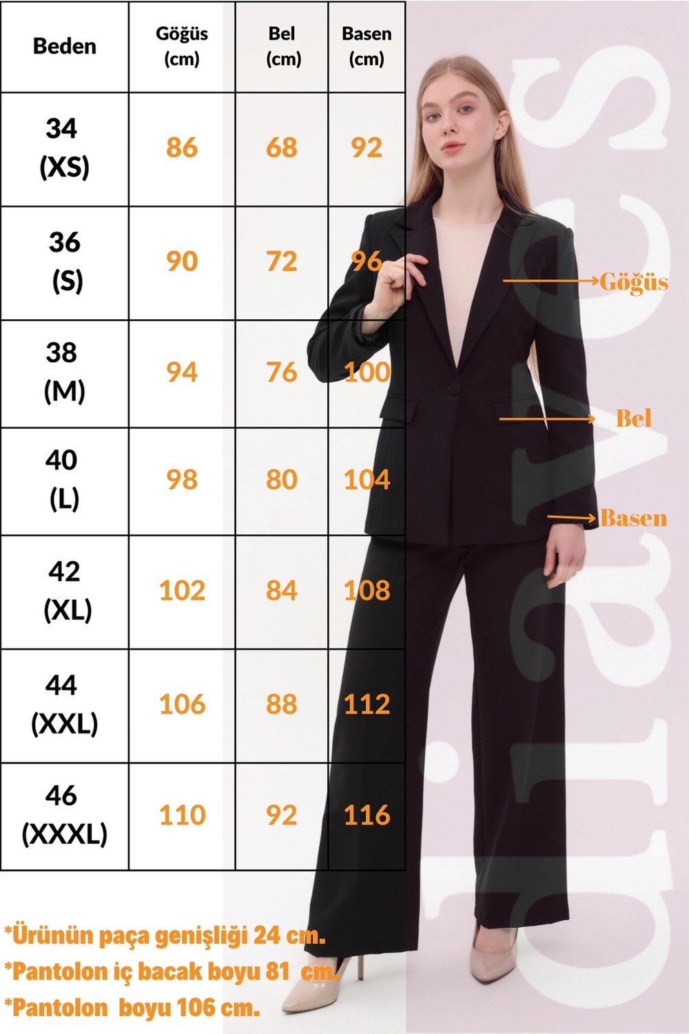 Diaves Beyaz Kadın Aksesuarlı Astarlı Tek Düğme Blazer Ceket & Kumaş Pantolon Takım Elbise görsel 5