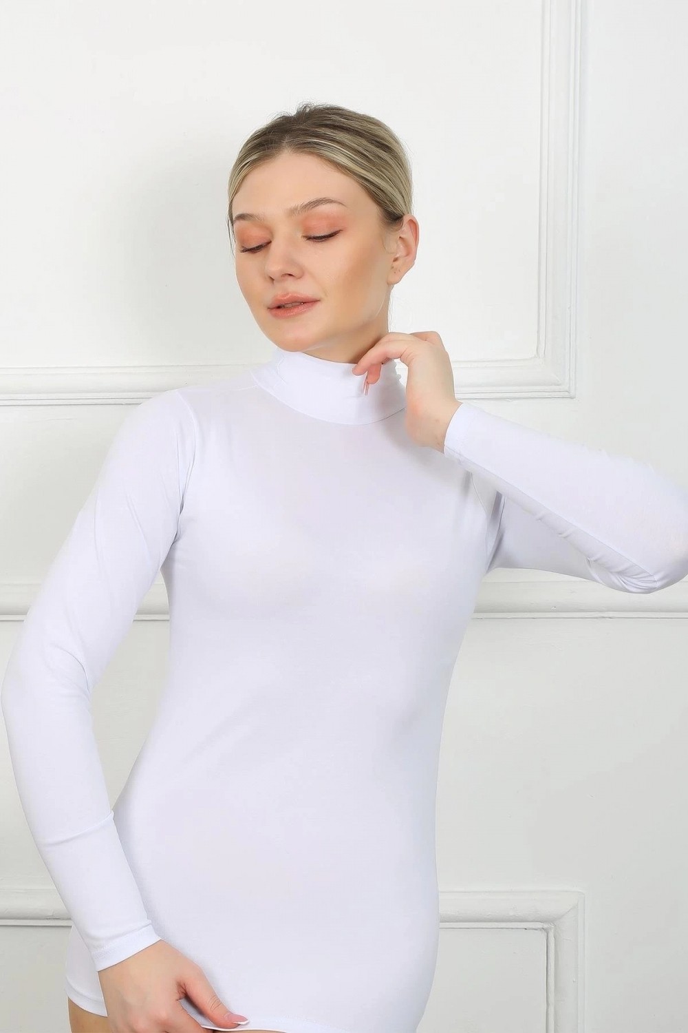 Hace Bazaar Marsilyan- Bayan Uzun Kol Boğazlı Body Siyah görsel 2