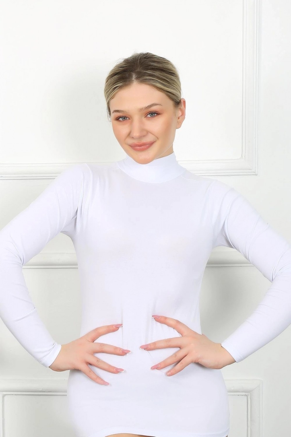 Hace Bazaar Marsilyan- Bayan Uzun Kol Boğazlı Body Siyah görsel 4