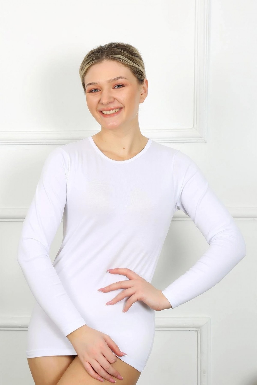 Hace Bazaar Marsilyan- Bayan Uzun Kol Body Beyaz görsel 7