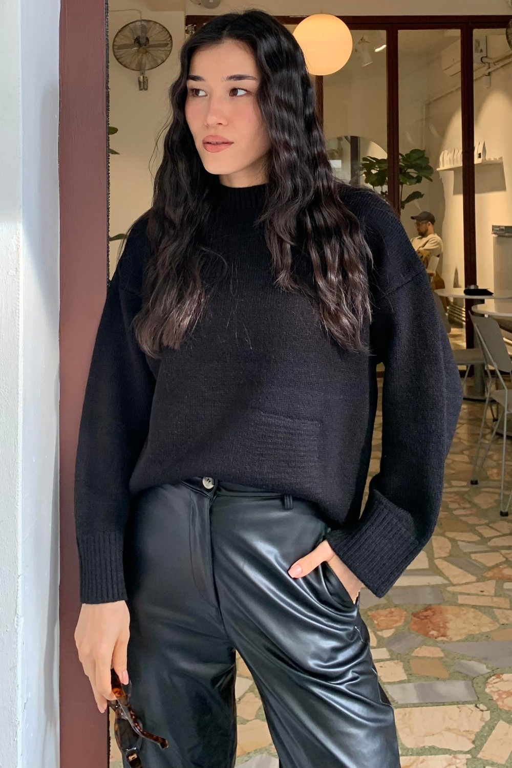 Madmext Kadın Kırmızı Oversize Triko Kazak Fermuarlı Yaka Günlük Stil MG1972