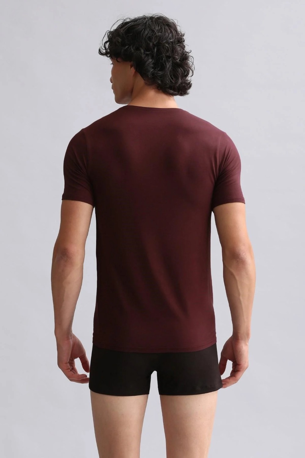 Mısırlı Modal By Tencel Hercules Slim Fit V Yaka Fanila / T-Shirt Bordo görsel 3