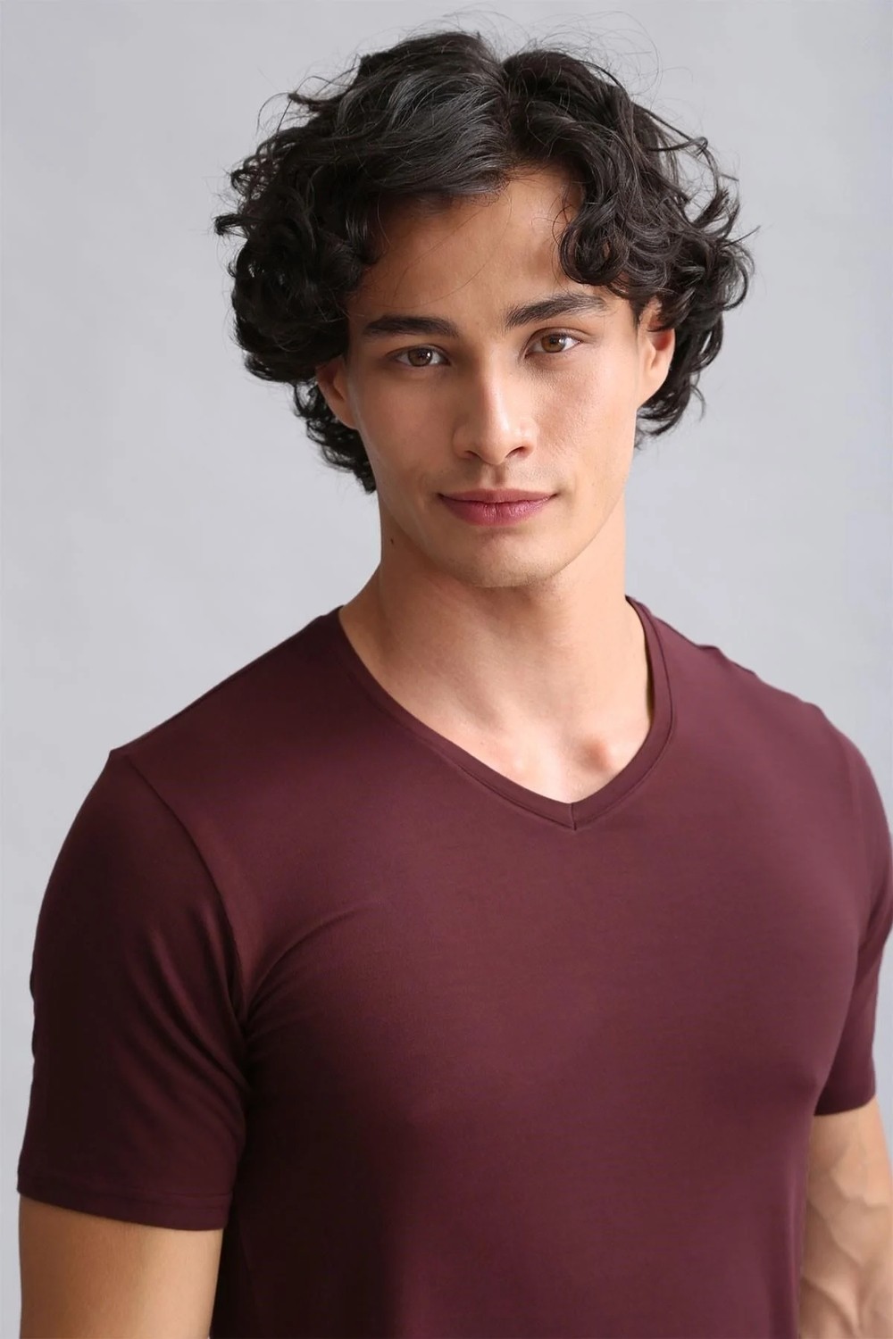 Mısırlı Modal By Tencel Hercules Slim Fit V Yaka Fanila / T-Shirt Bordo görsel 4
