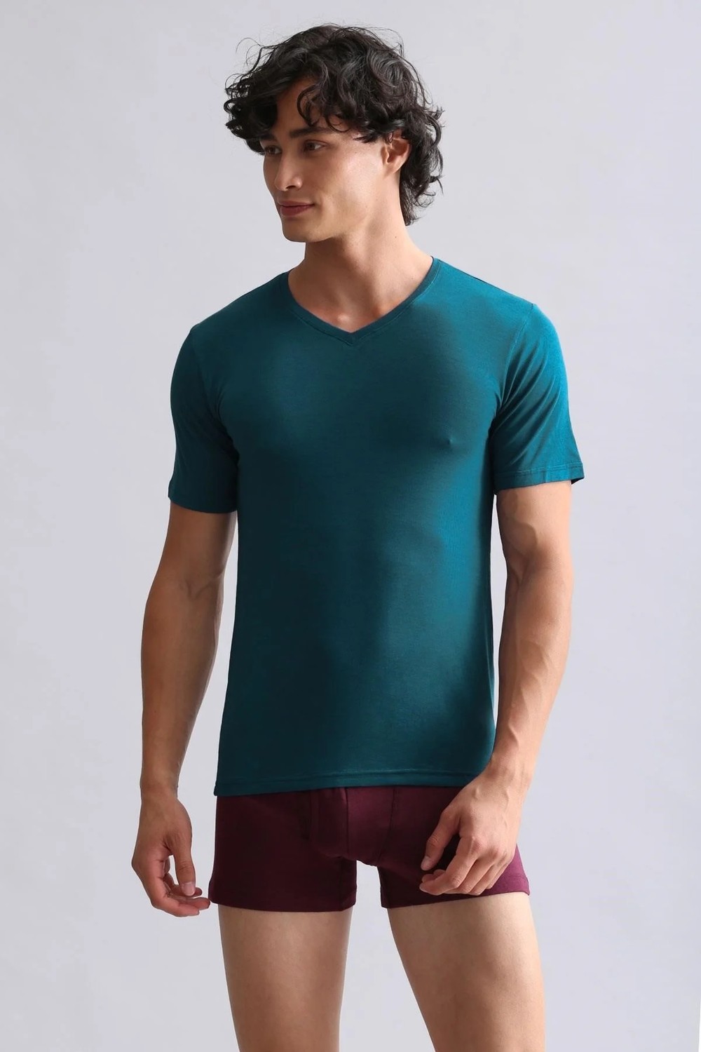 Mısırlı Modal By Tencel Hercules Slim Fit V Yaka Fanila / T-Shirt Bordo