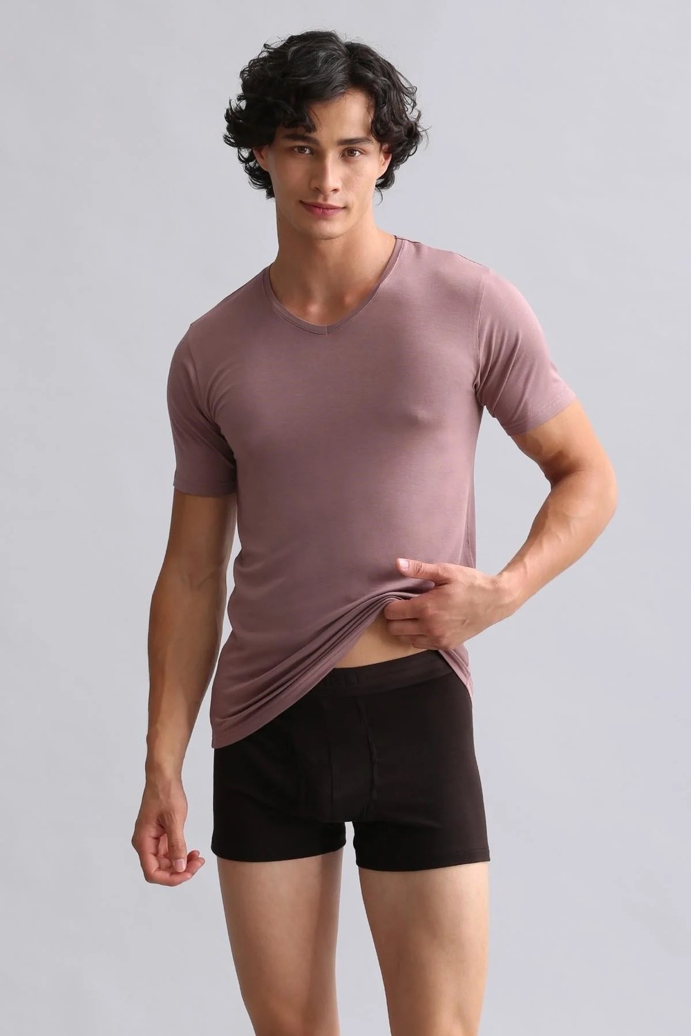 Mısırlı Modal By Tencel Hercules Slim Fit V Yaka Fanila / T-Shirt Bordo görsel 7
