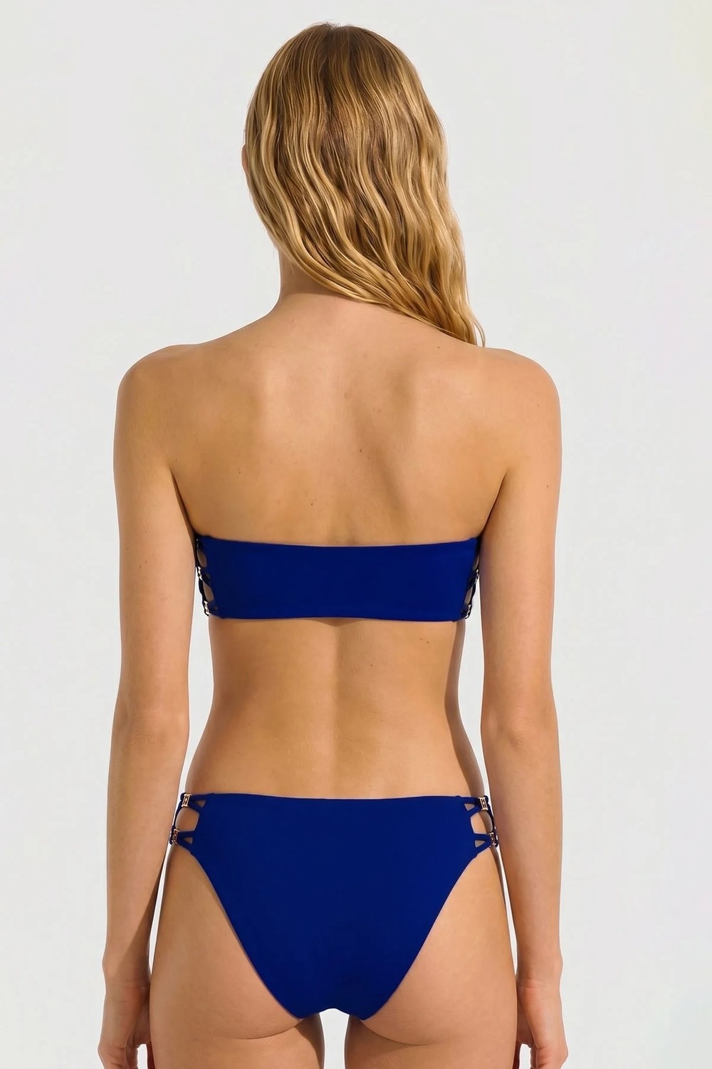 Mısırlı Aksesuarlı Straplez Bikini Takım Saks görsel 2