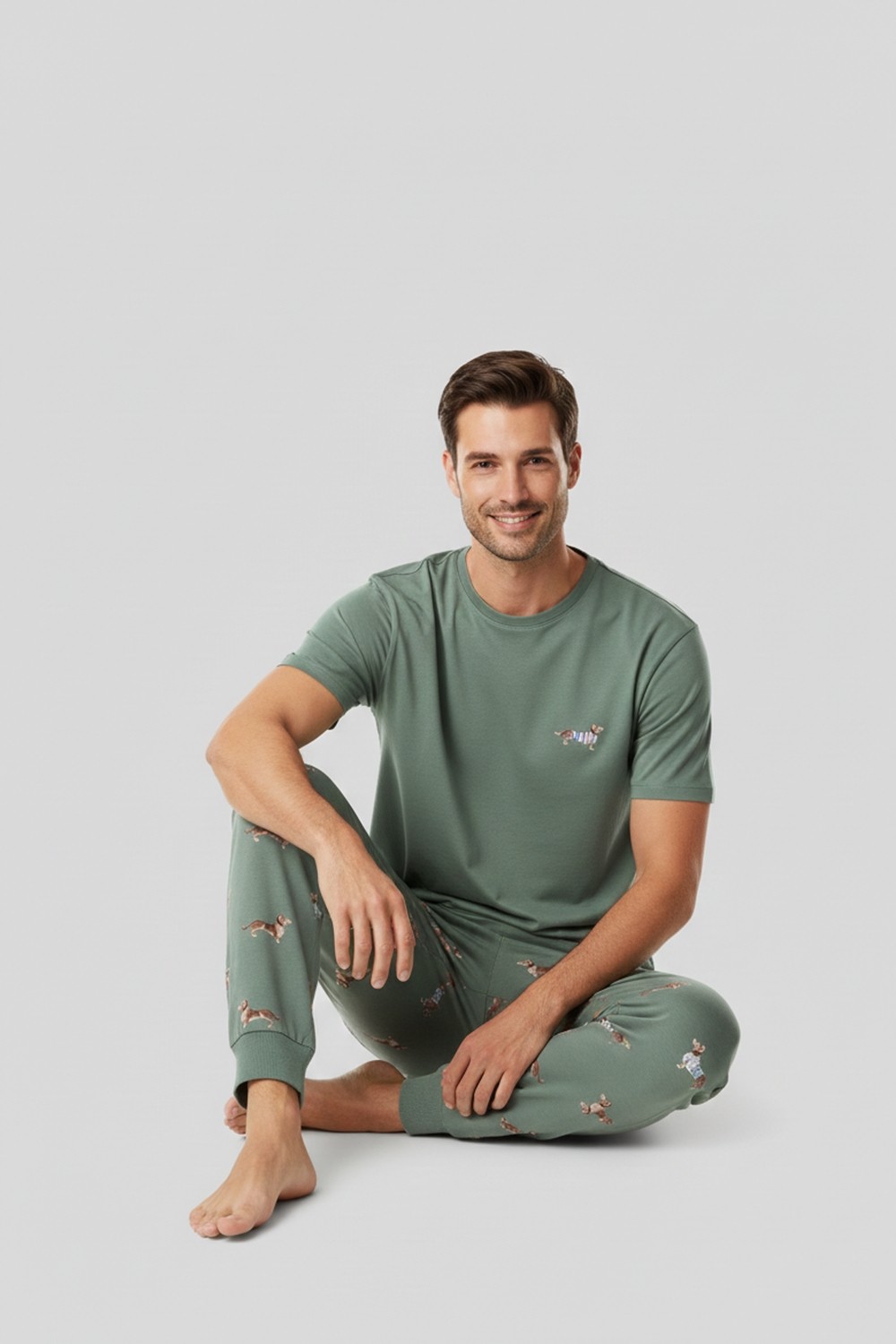 Mısırlı Pamuklu Kısa Kollu Pijama Takım Çağla Yeşili görsel 4