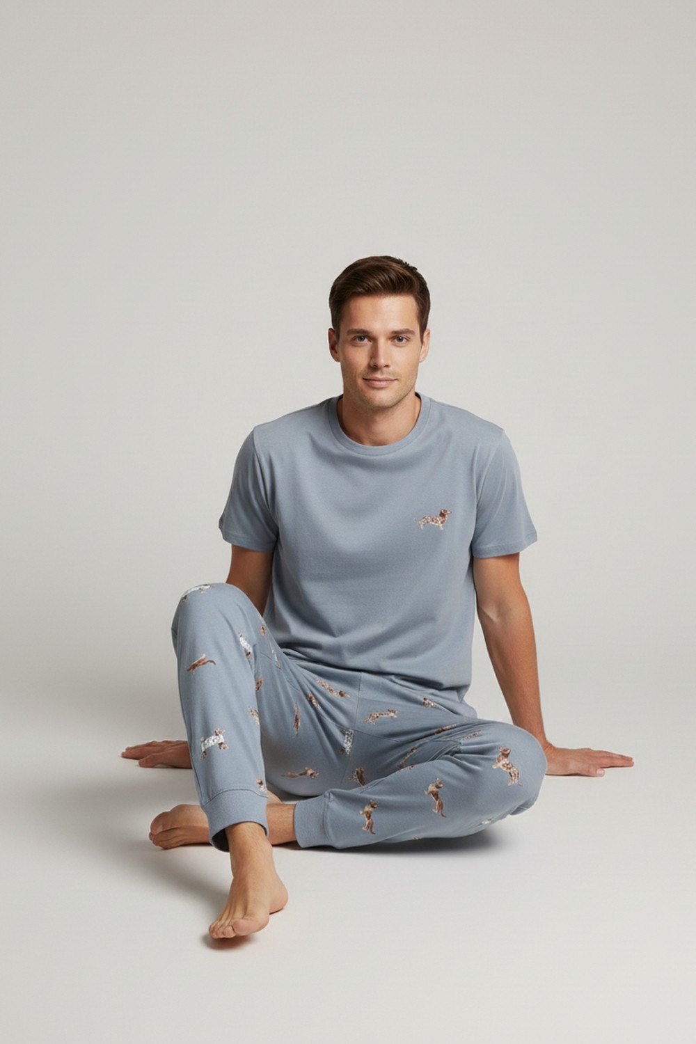 Mısırlı Pamuklu Kısa Kollu Pijama Takım Mavi görsel 3