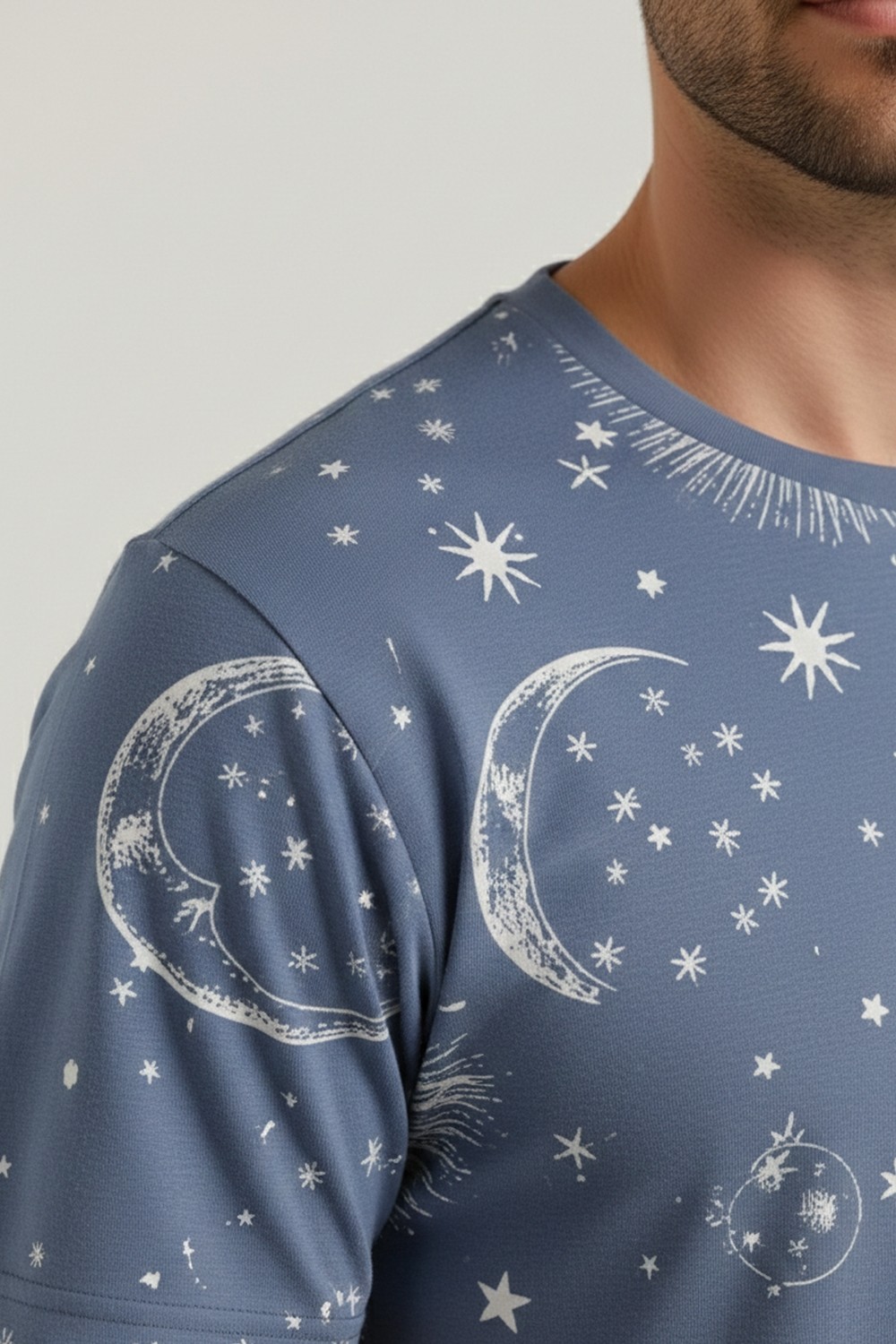 Mısırlı Pamuklu Kısa Kollu Pijama Takım Indigo görsel 4