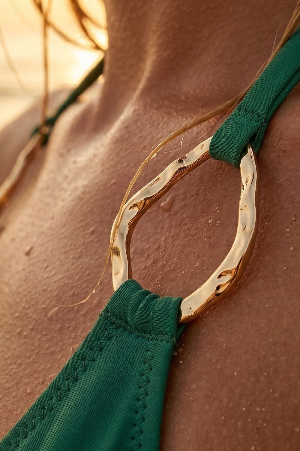 Mısırlı Aksesuarlı Üçgen Bikini Takım Yeşil görsel 4
