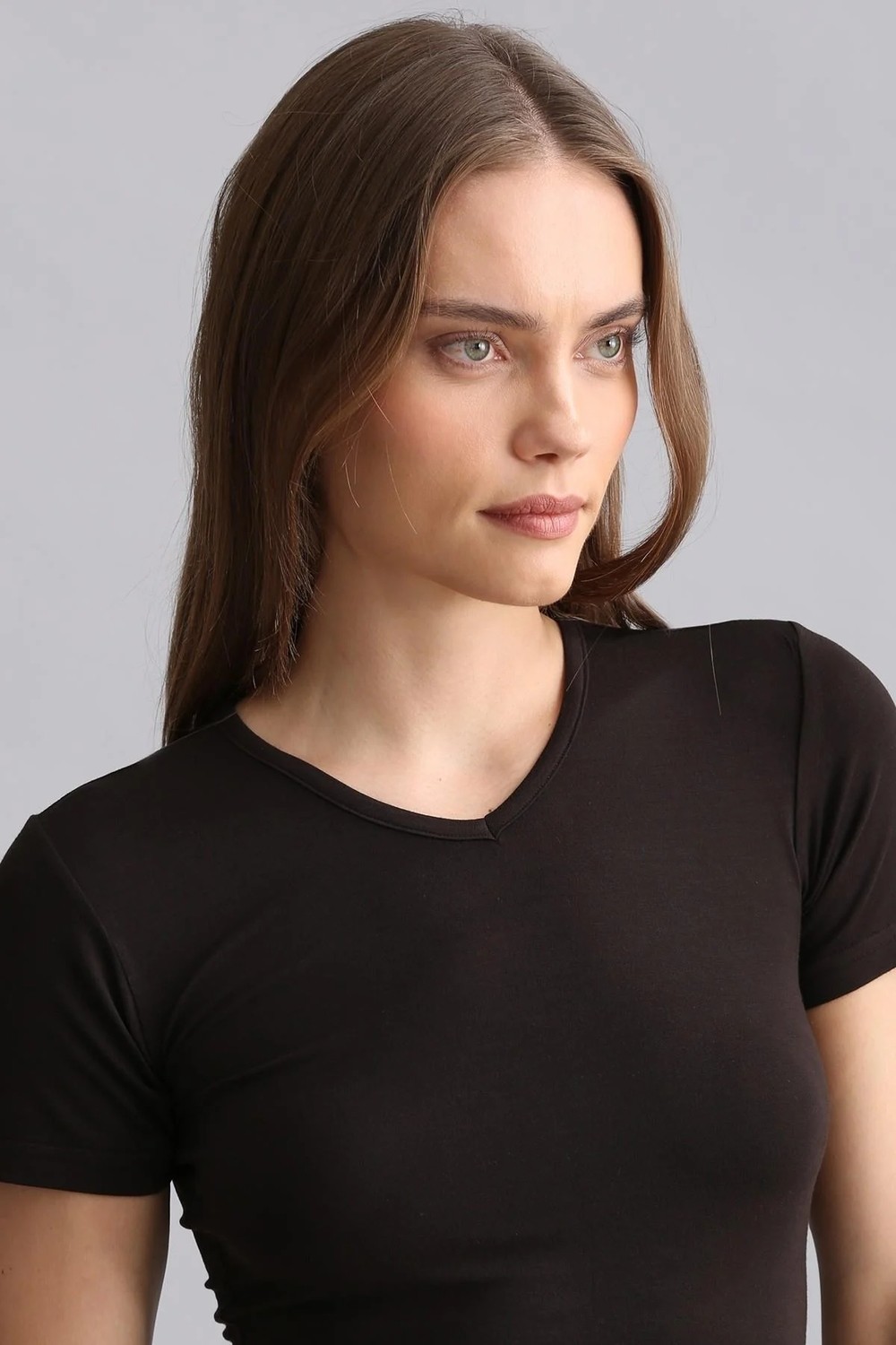 Mısırlı Modal By Tencel Vıctorıa V Yaka Fanila / T-Shirt Pas Kırmızısı görsel 7