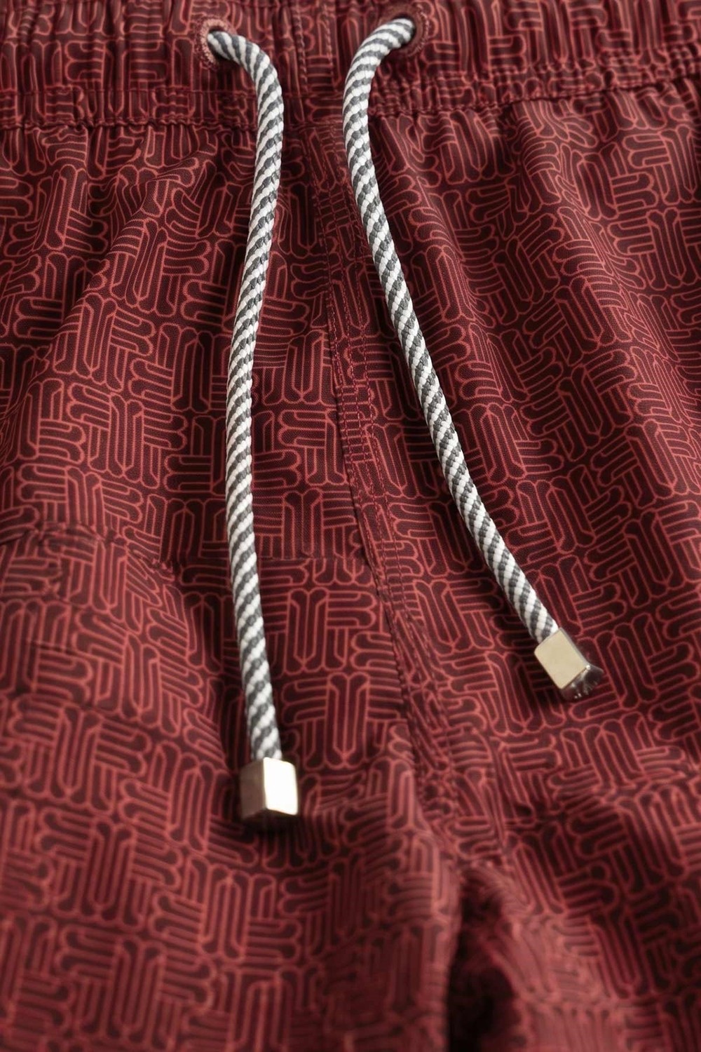 Mısırlı Erkek Monogram Desenli Deniz Şort Bordo görsel 4