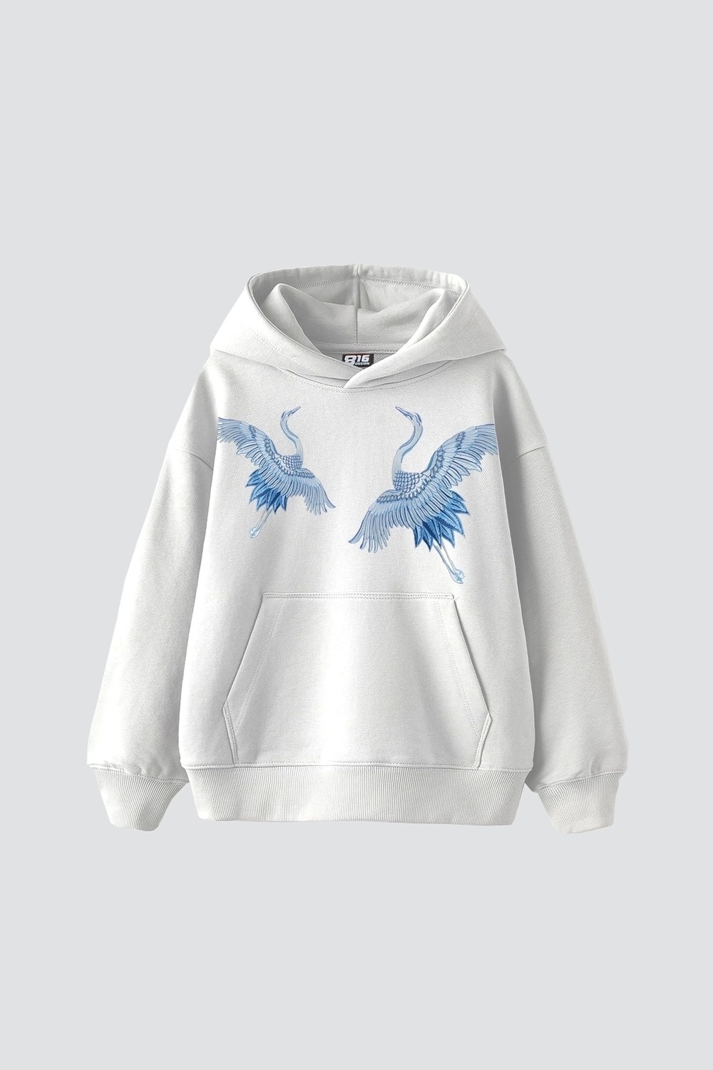 Tarzsokak Mavi Turna Baskılı Oversize Unisex Premium Beyaz