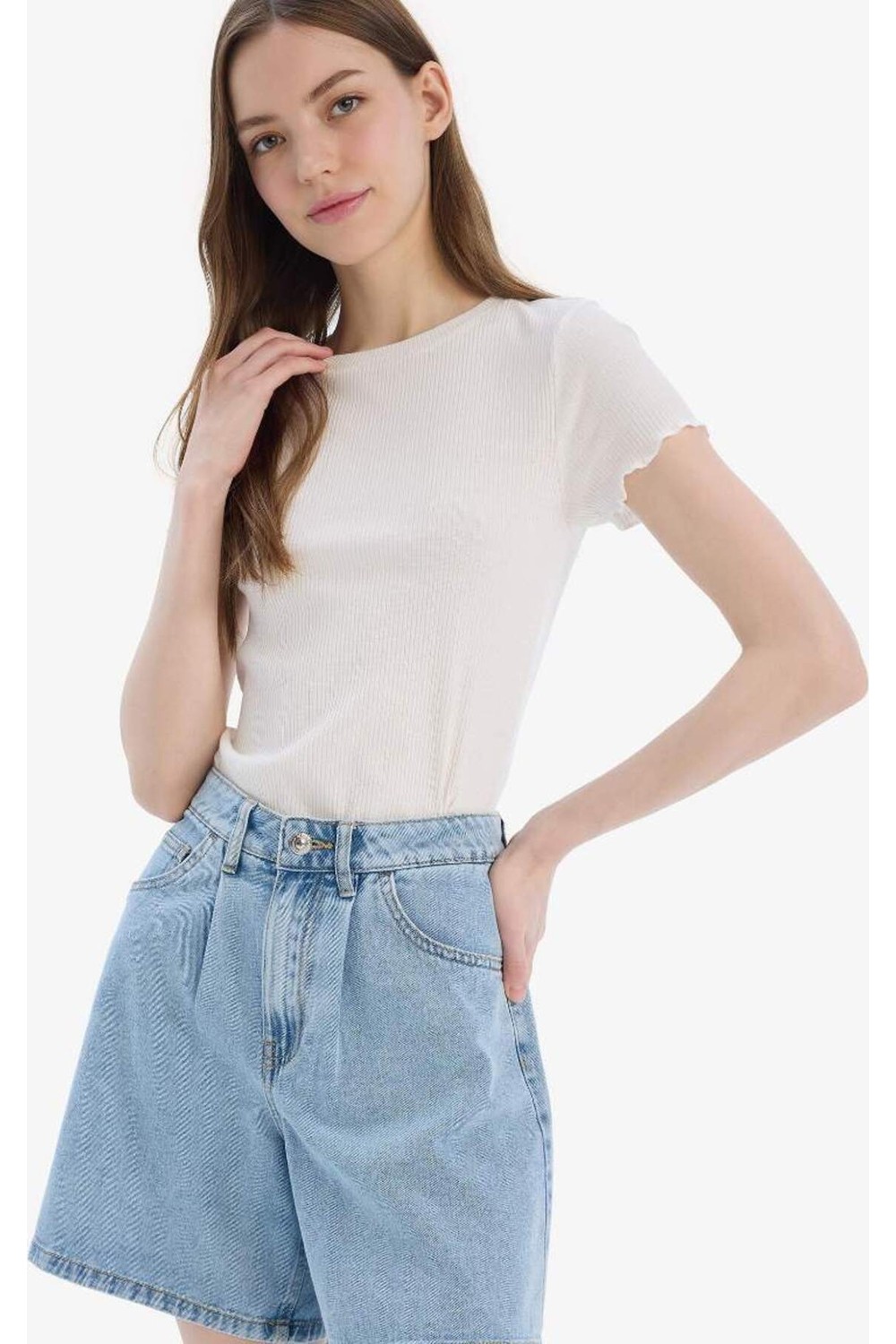 DeFacto Fitted Fitilli Kaşkorse Tişört K7064AZ26SP görsel 6