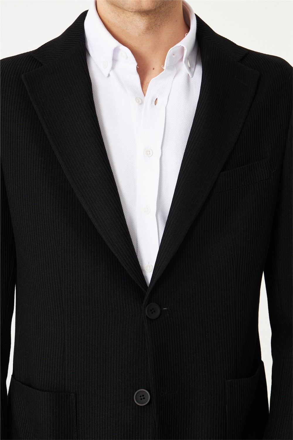 White Stone Siyah Kadife Fitilli Casual Premium Ceket görsel 7