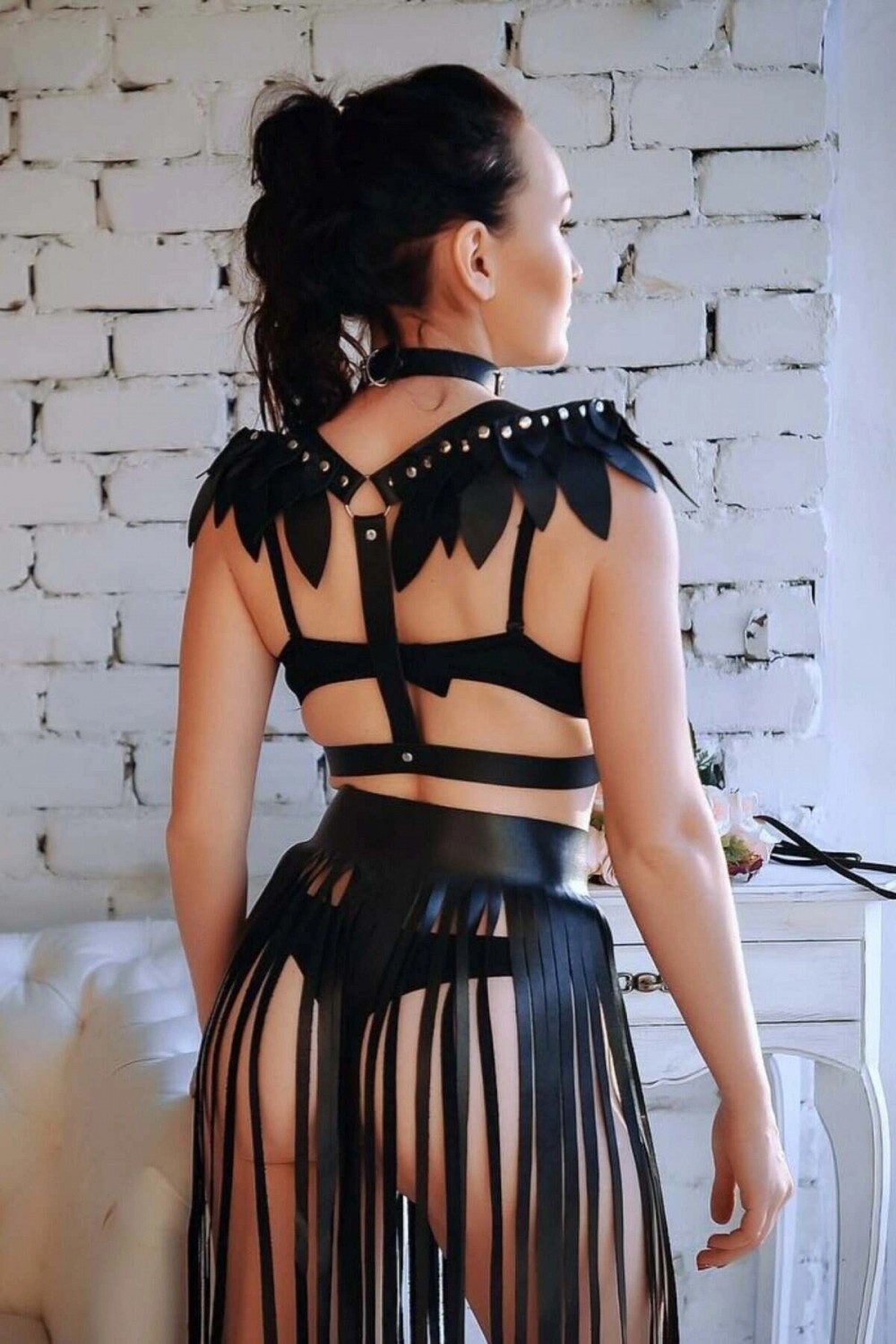 Hace Bazaar Omuz Parça Kanatlı Harness ve Püsküllü Etek Takım - BRF727