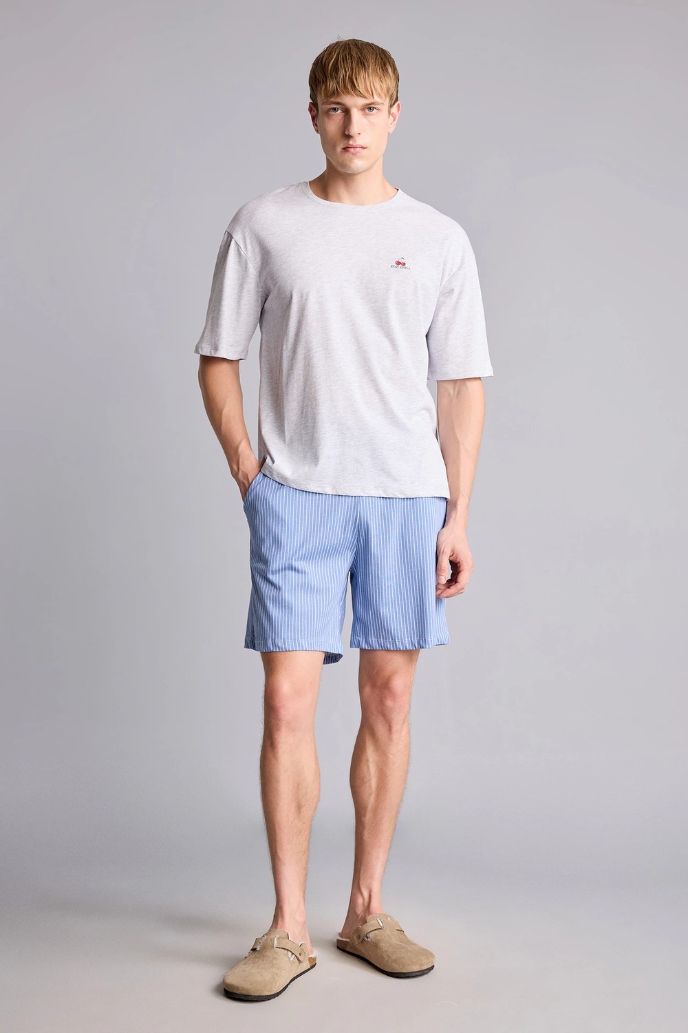 DeFacto Boxy Fit Kısa Kollu 2'li Şortlu Pijama Takımı I0666AX26HS görsel 2