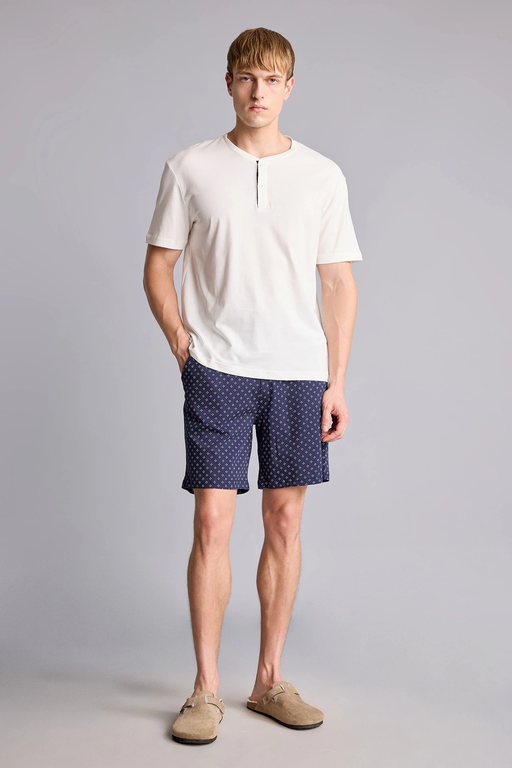 DeFacto %100 Pamuk New Regular Fit 2'li Şortlu Pijama Takımı H8680AX26SM