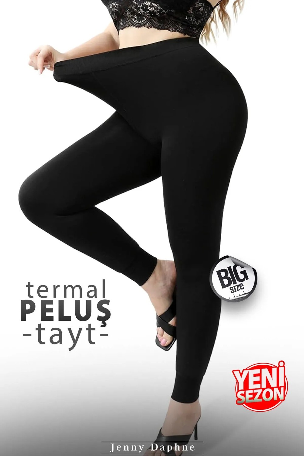Jenny Daphne Yumuşacık Iç Yüzeyi Peluşlu Ağsız Dışarıda Giyilebilen Büyük Beden Termal Tayt görsel 8
