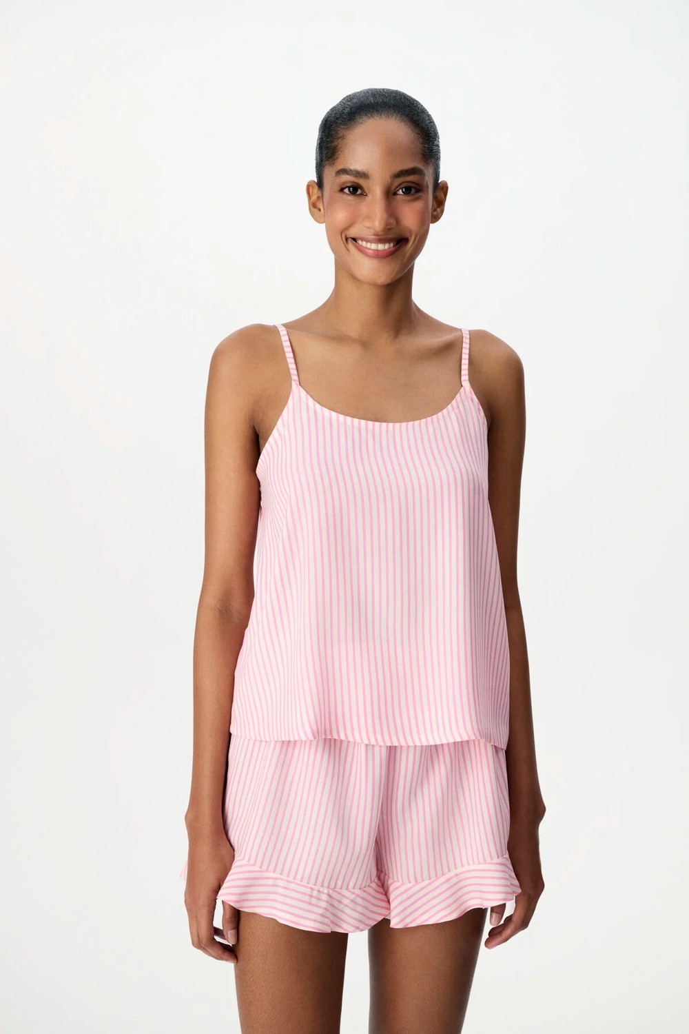 Penti Pembe Çizgili Şort Pijama Takımı görsel 2