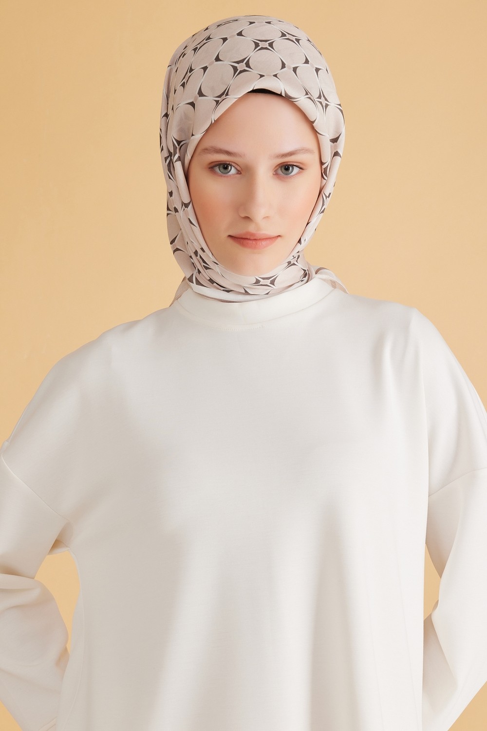 Belli Fresh Geometrik Desen Pudra Pure Eşarp 3 - 16