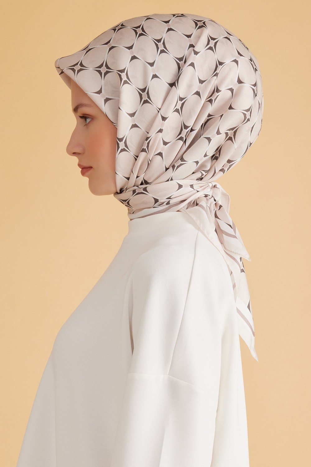 Belli Fresh Geometrik Desen Pudra Pure Eşarp 3 - 16 görsel 2
