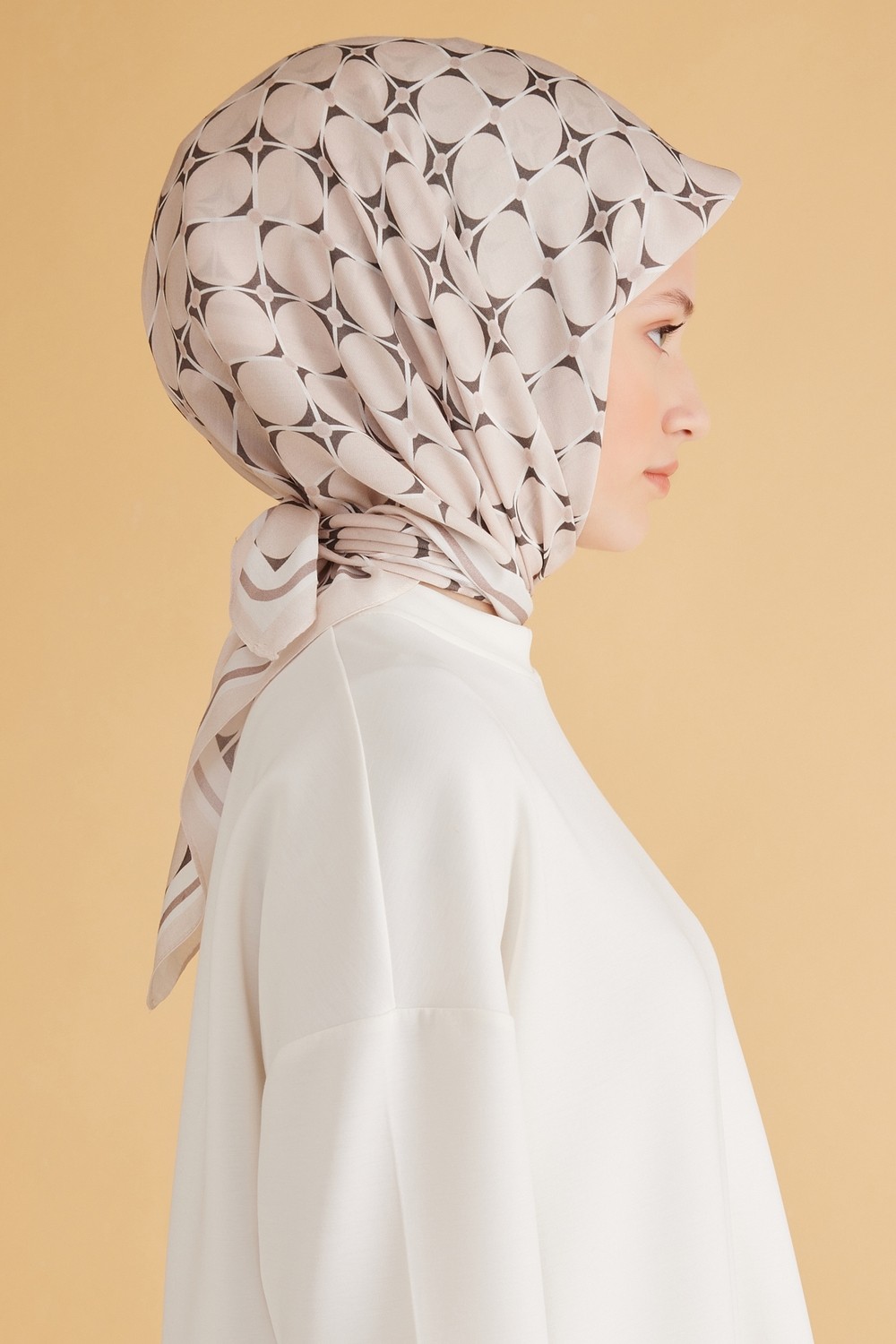 Belli Fresh Geometrik Desen Pudra Pure Eşarp 3 - 16 görsel 3