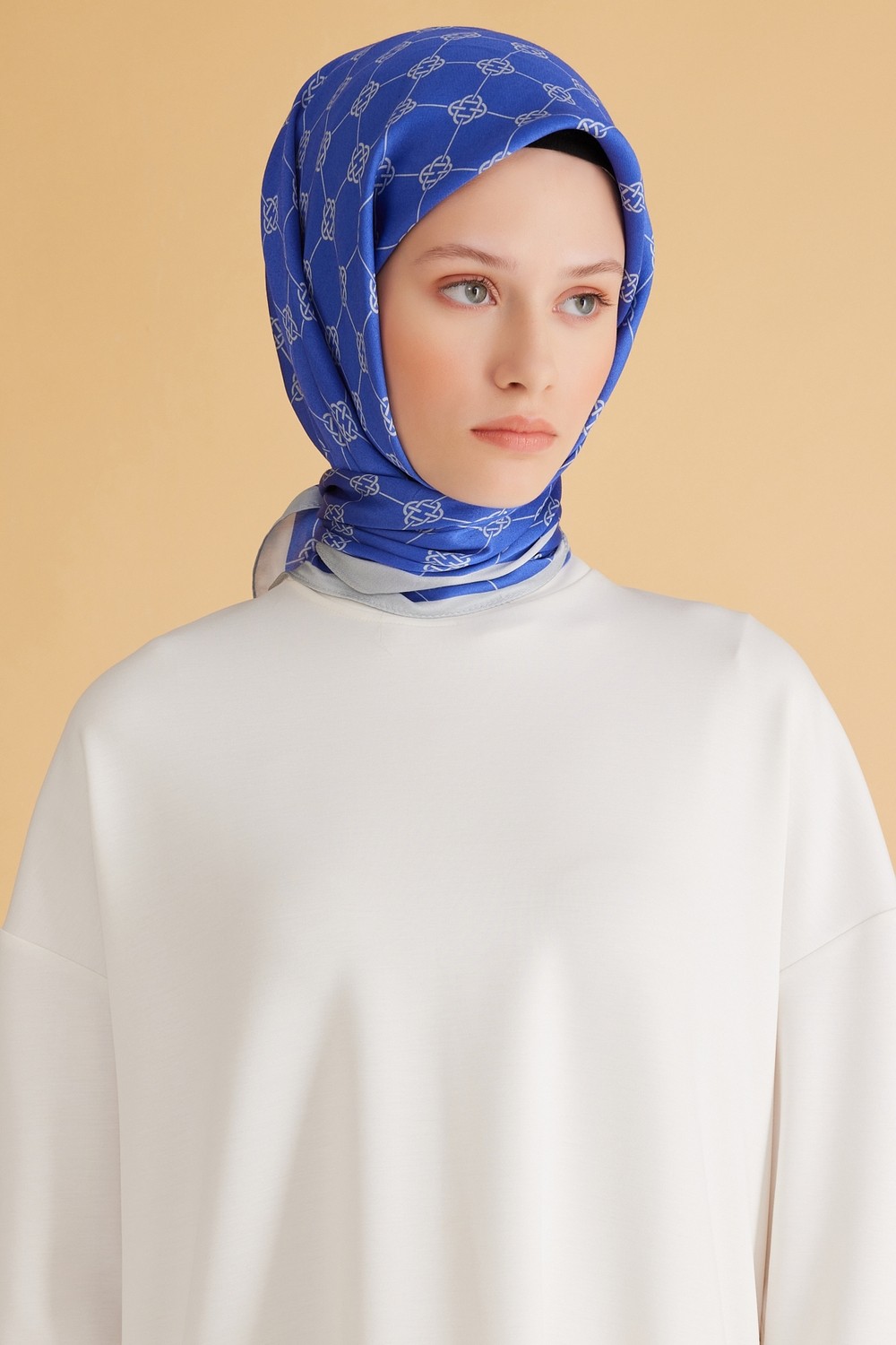 Belli Fresh Geometrik Desen Saks Pure Eşarp 6 - 24