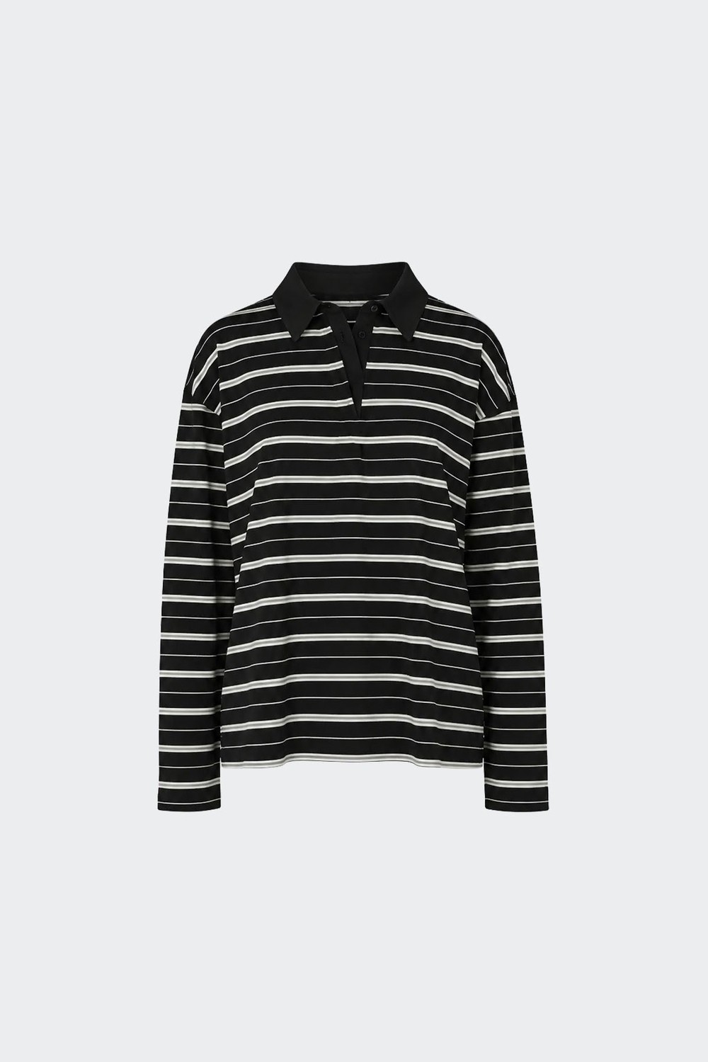 Suud Collection Siyah Monroe Çizgili Polo Yaka Tişört görsel 4