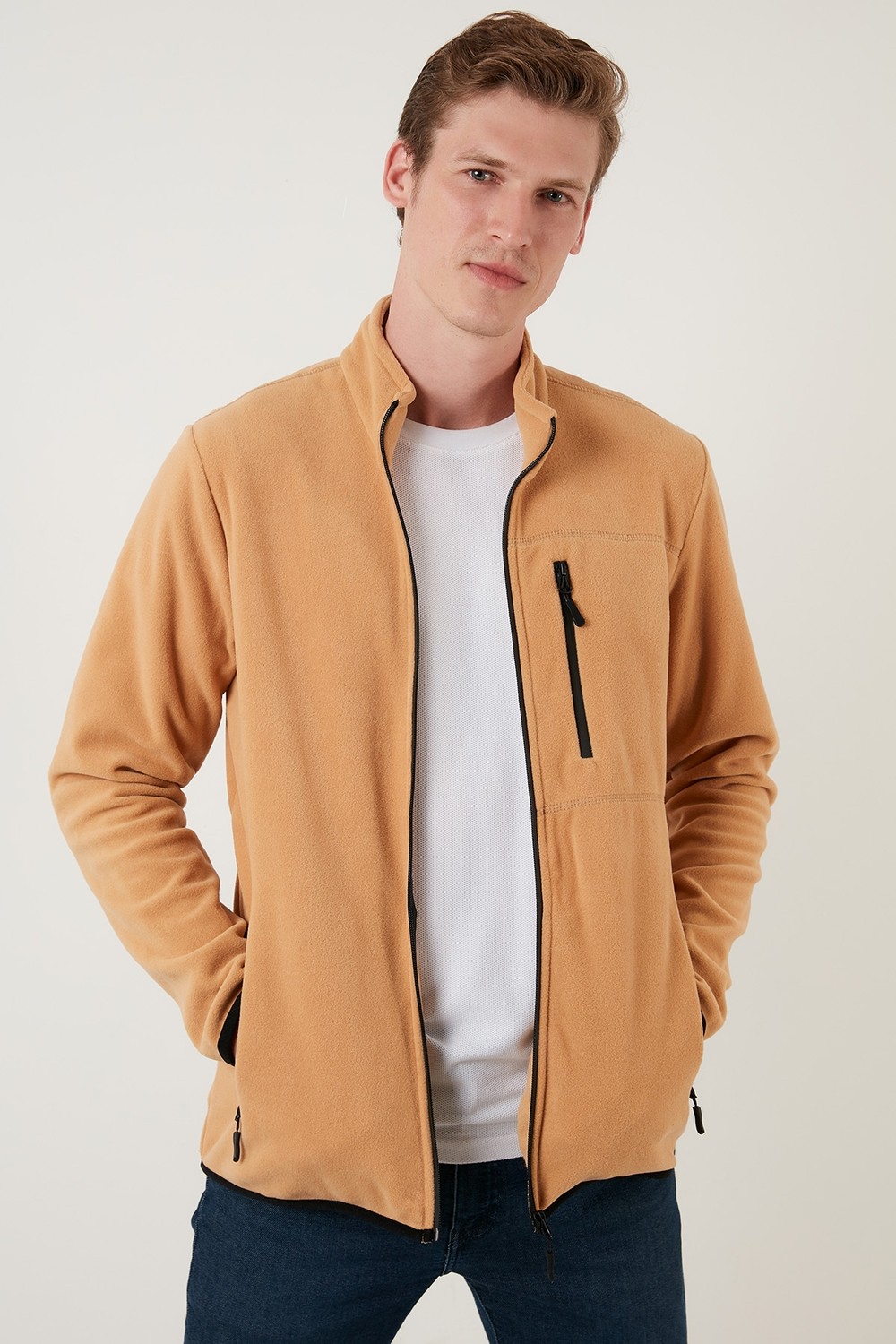 Buratti Slim Fit Fermuarlı Cepli Dik Yaka Soğuk Geçirmez Polar Hırka Erkek HIRKA 5906028 görsel 3