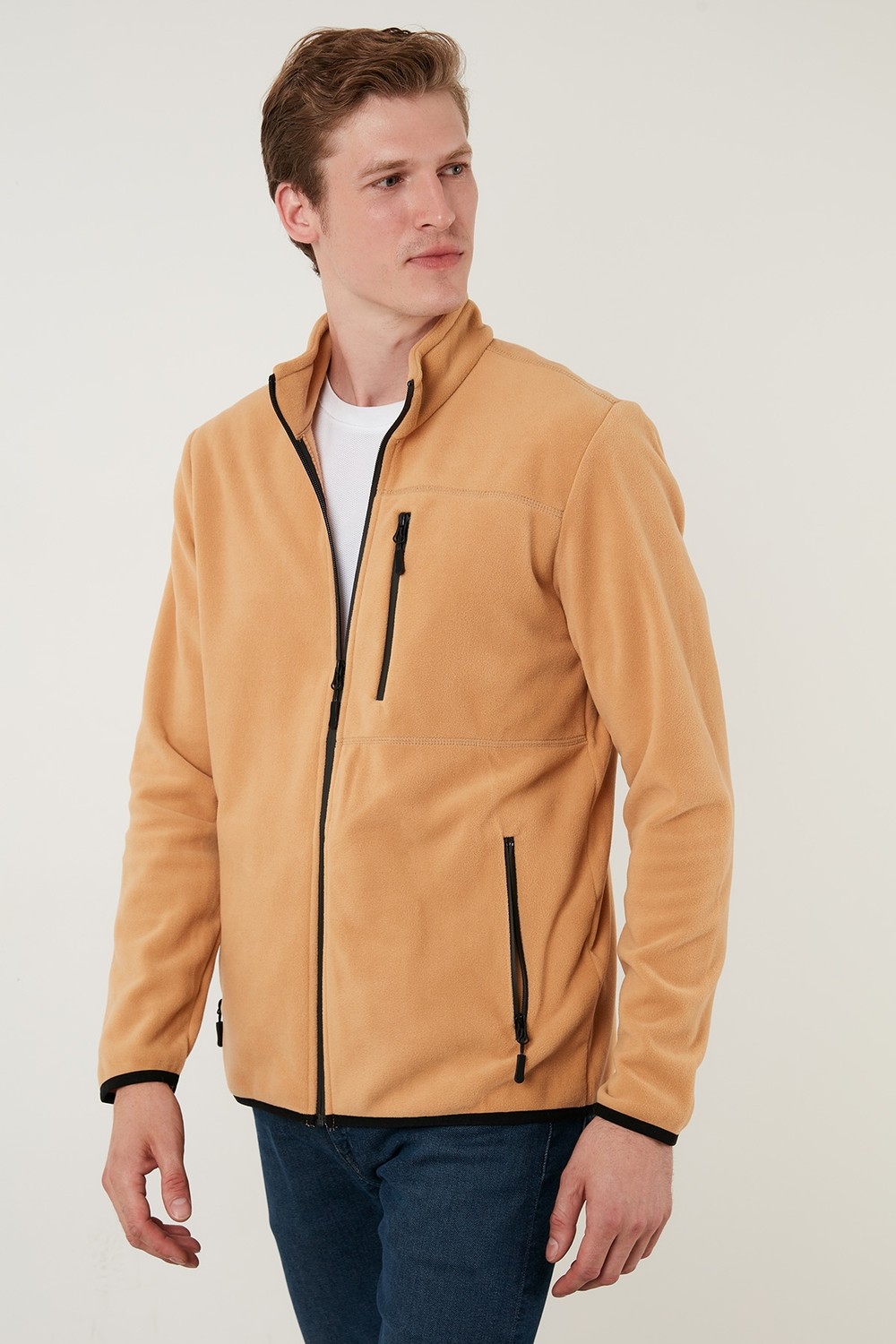 Buratti Slim Fit Fermuarlı Cepli Dik Yaka Soğuk Geçirmez Polar Hırka Erkek HIRKA 5906028 görsel 5