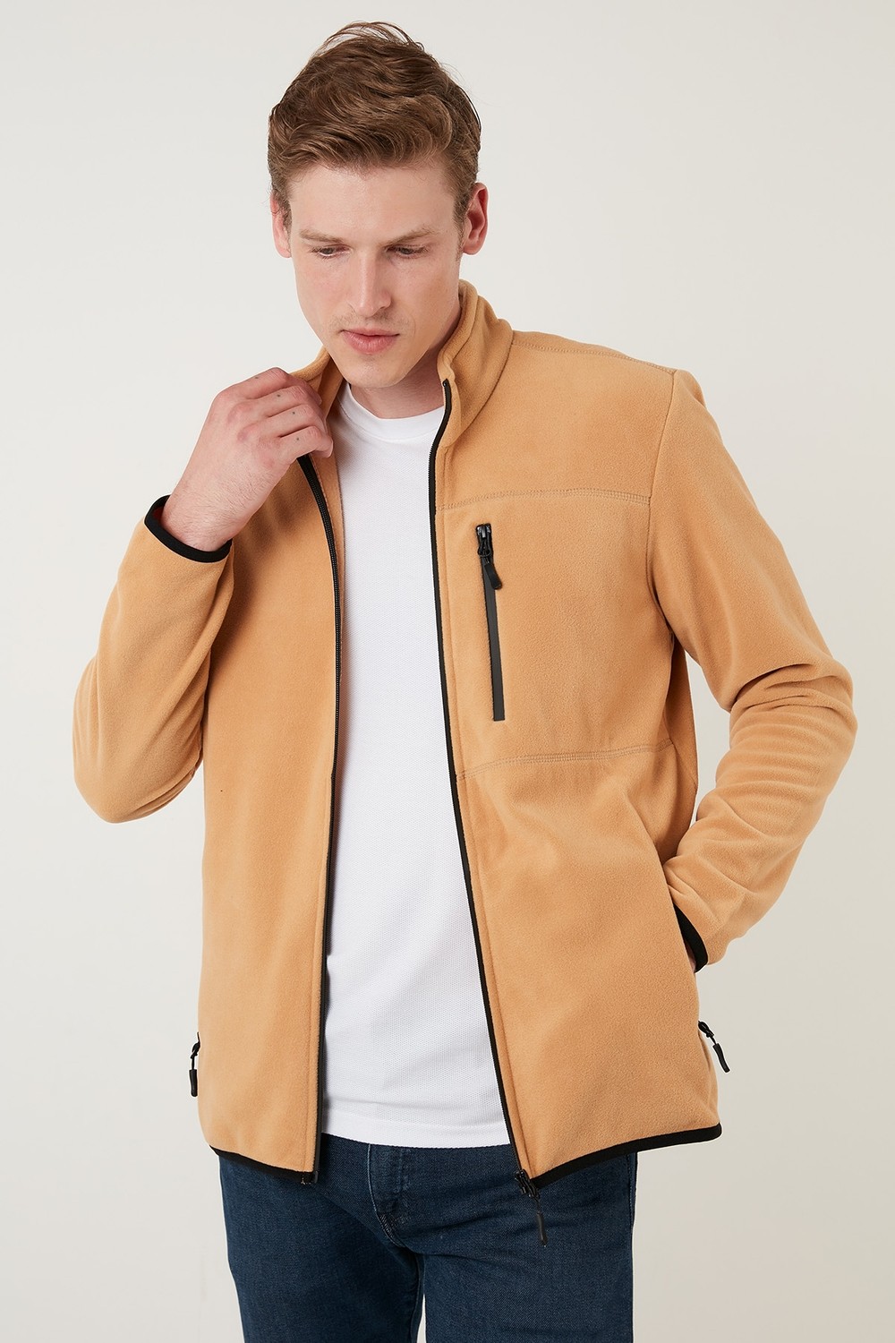 Buratti Slim Fit Fermuarlı Cepli Dik Yaka Soğuk Geçirmez Polar Hırka Erkek HIRKA 5906028 görsel 6