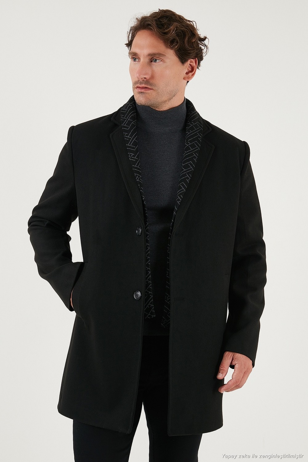 Buratti Yırtmaçlı Slim Fit Mono Yaka Kaşe Kaban Erkek Kaban 58400589