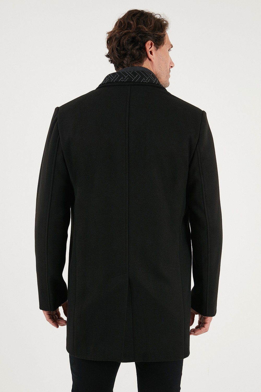 Buratti Yırtmaçlı Slim Fit Mono Yaka Kaşe Kaban Erkek Kaban 58400589 görsel 7