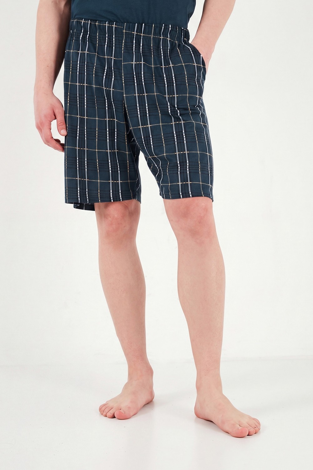 Buratti Kareli Pamuklu Regular Fit Şortlu Pijama Takımı Erkek Pijama Takımı 6572021 görsel 5