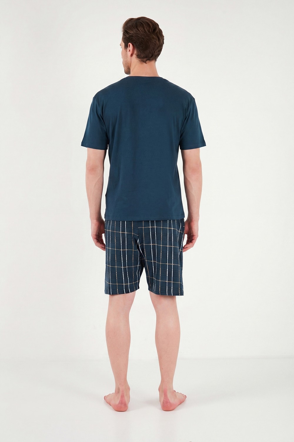 Buratti Kareli Pamuklu Regular Fit Şortlu Pijama Takımı Erkek Pijama Takımı 6572021 görsel 7