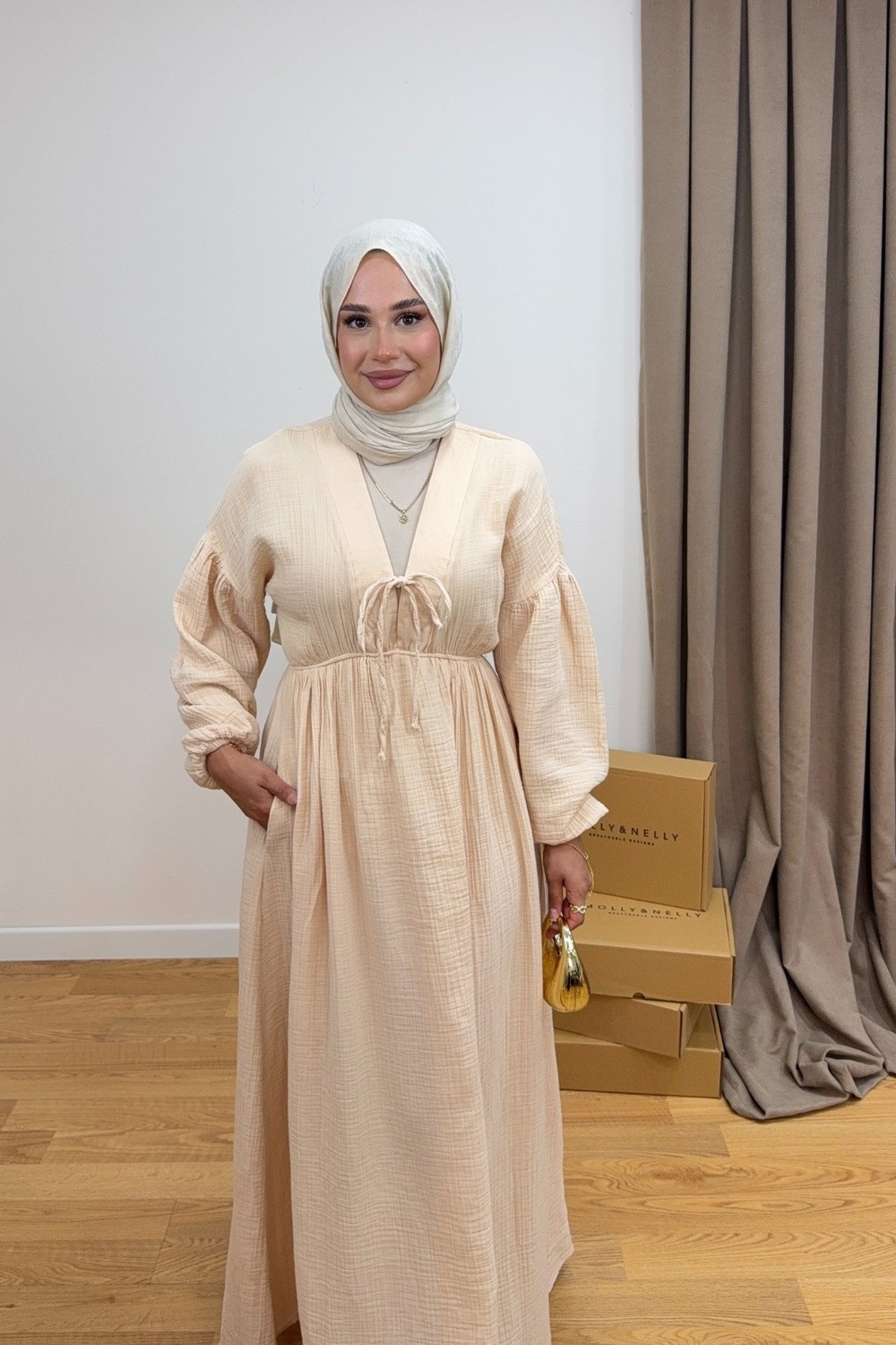 Salisburys Molly Nelly Kadın Pamuk Uzun Muslin Elbise görsel 8