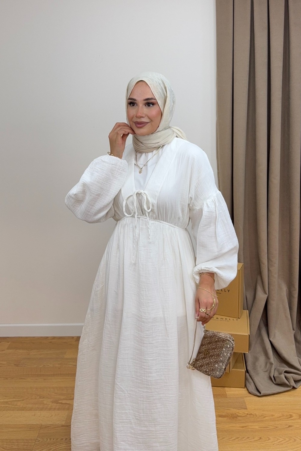 Salisburys Molly Nelly Kadın Pamuk Uzun Muslin Elbise